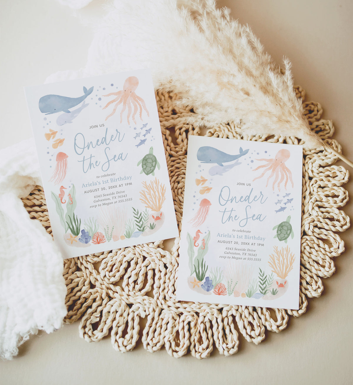 Editable Oneder the Sea Birthday Invitation Template