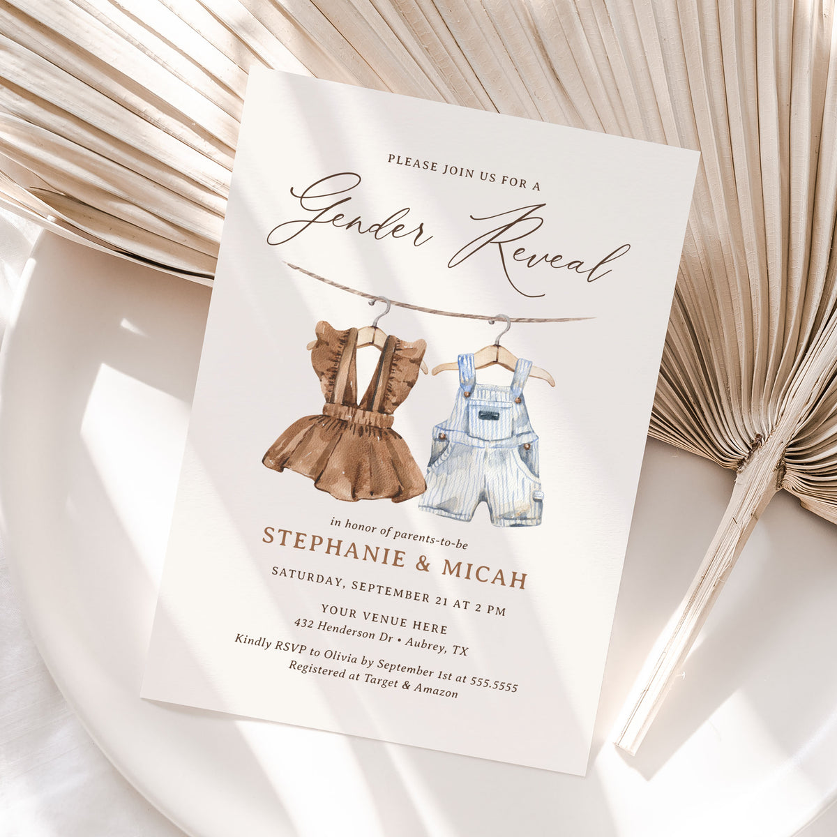 Baby Clothes Gender Reveal Invitation Template