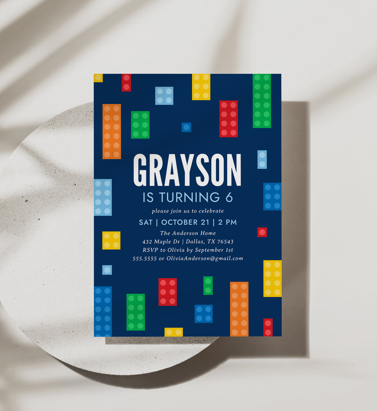 Editable Building Block Birthday Invitation