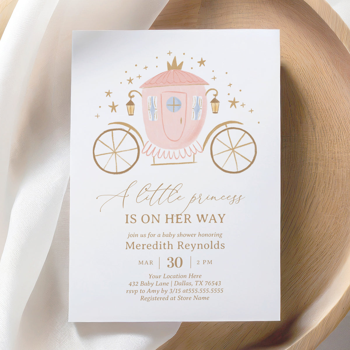 Editable Little Princess Baby Shower Invitation Template