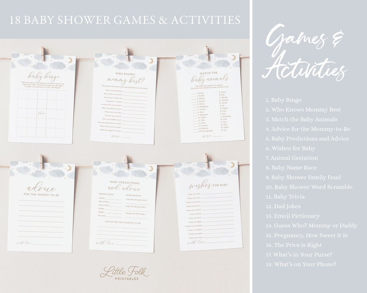 Editable Over the Moon Baby Shower Invitation Bundle