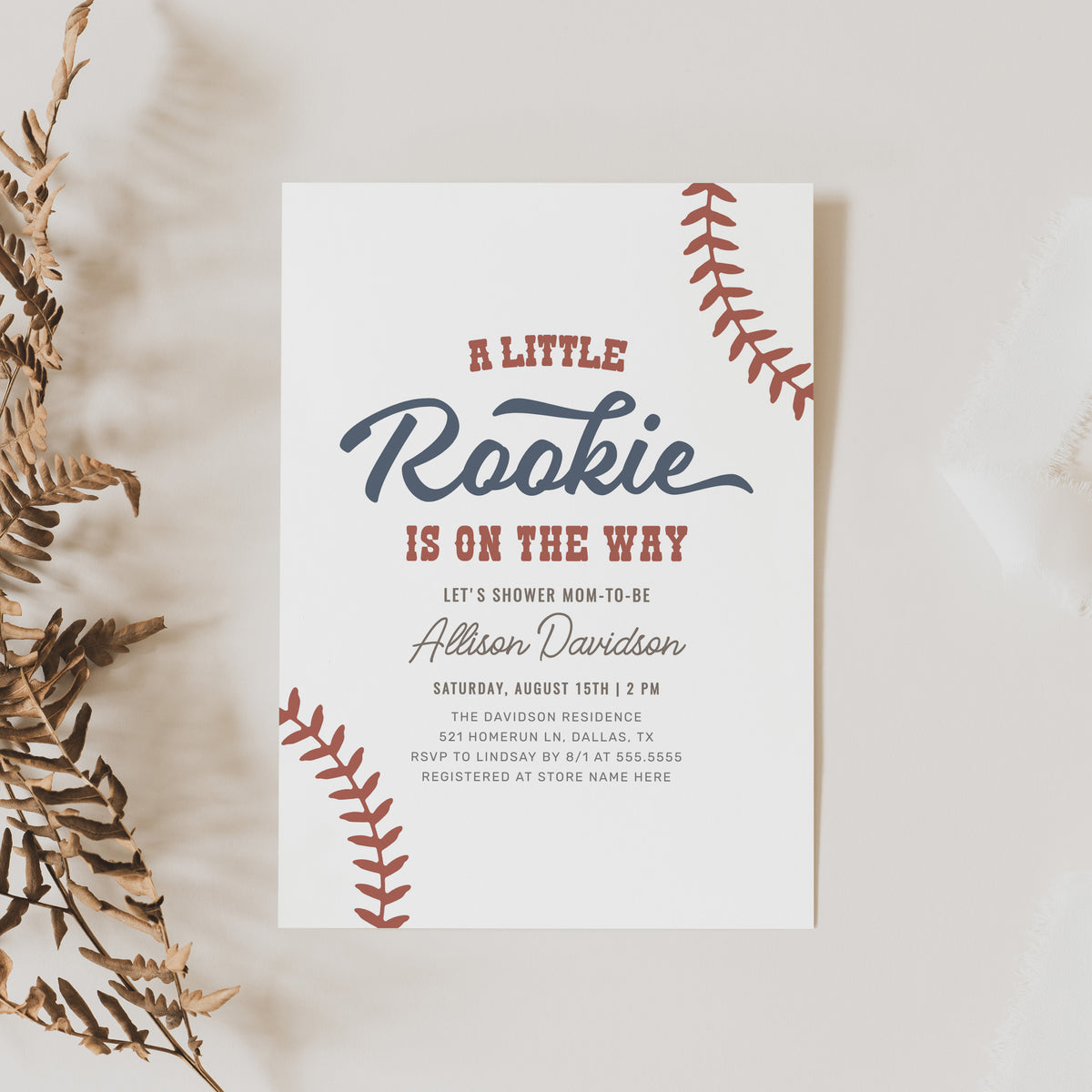 Editable Baseball Baby Shower Invitation Template