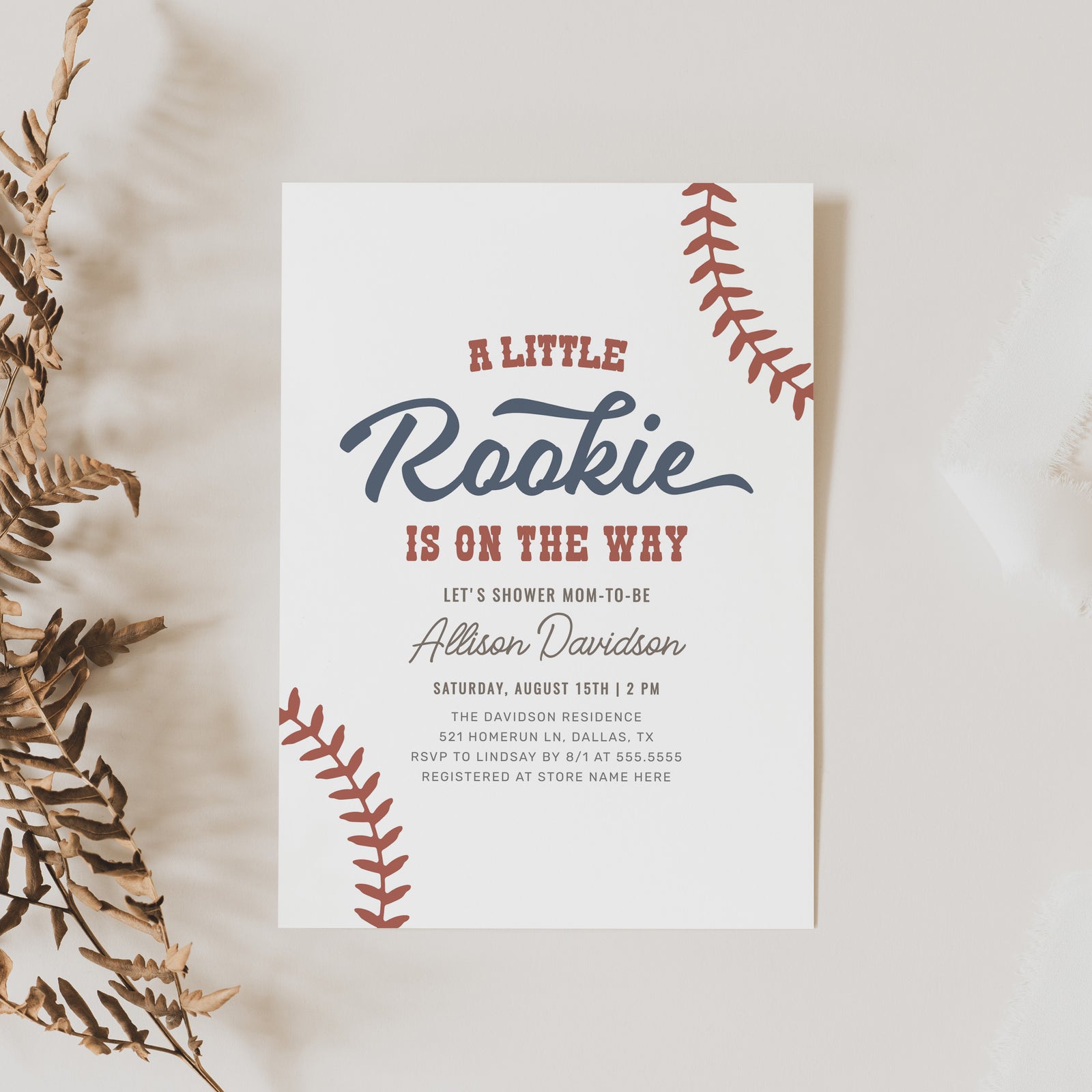 Editable Baseball Baby Shower Invitation Template