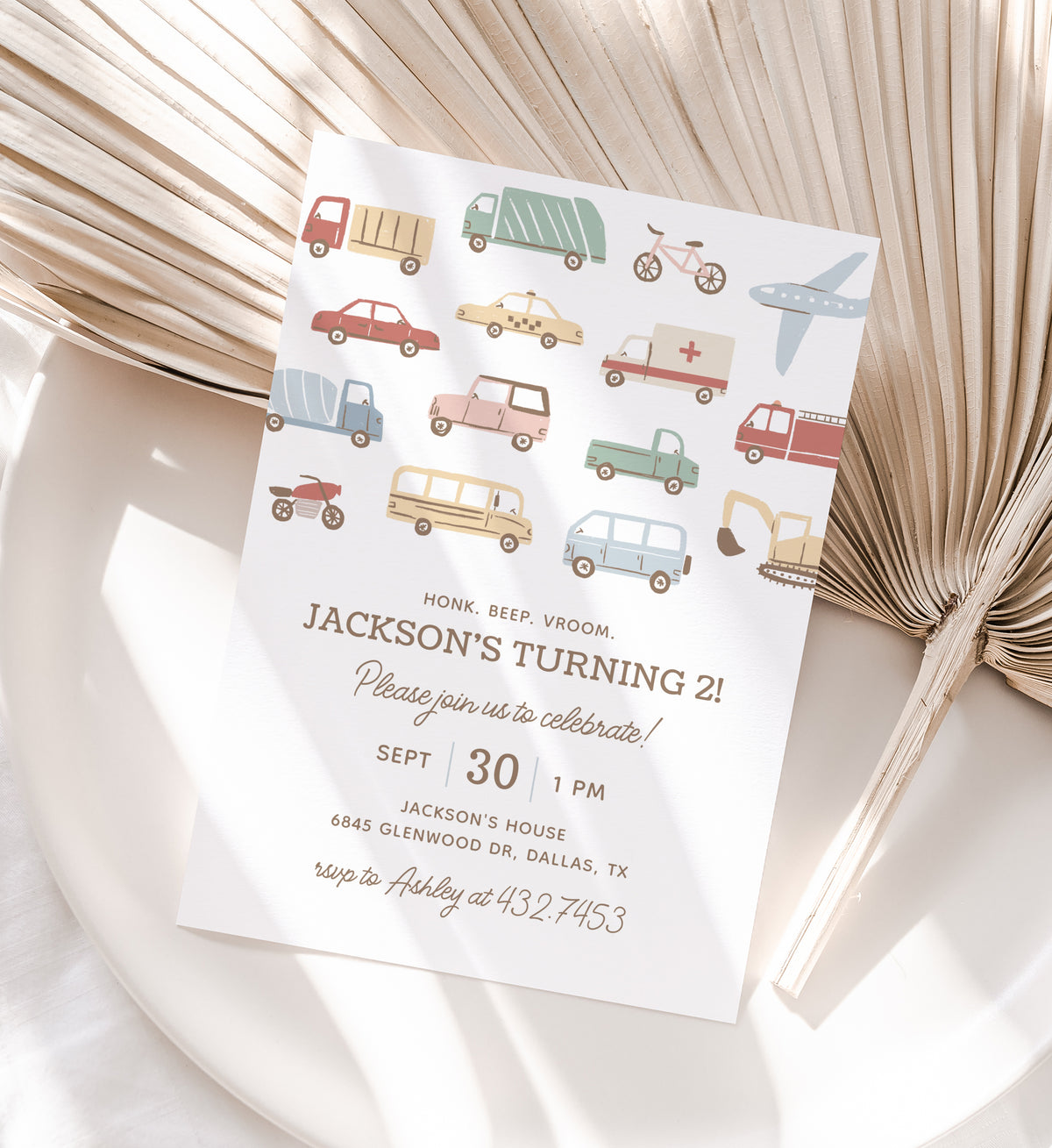 Editable Transportation Birthday Party Invitation Template