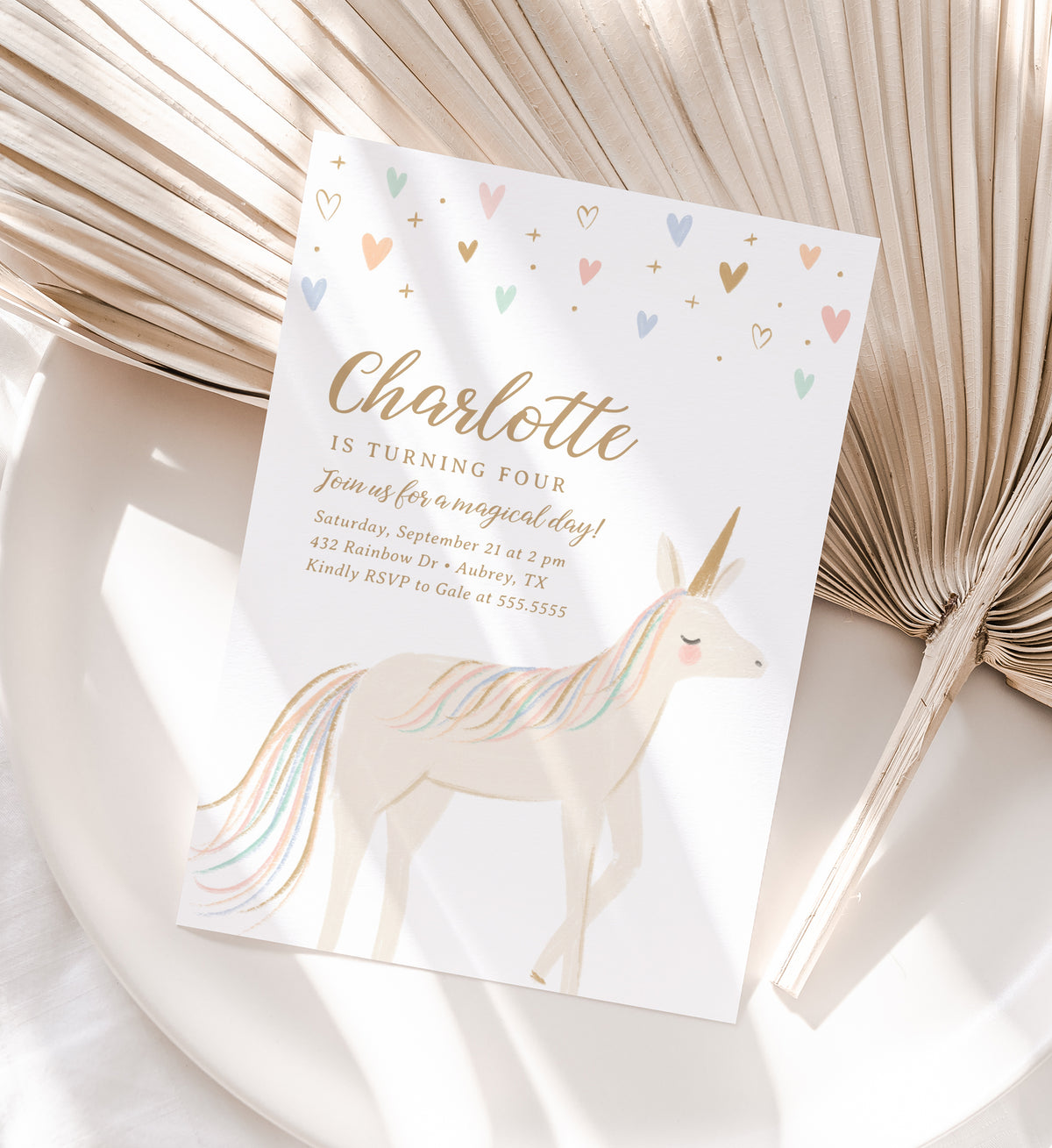 Editable Magical Unicorn Birthday Party Invitation Template