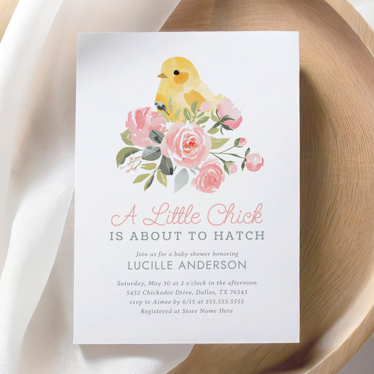 Editable Little Chick Baby Shower Invitation Template