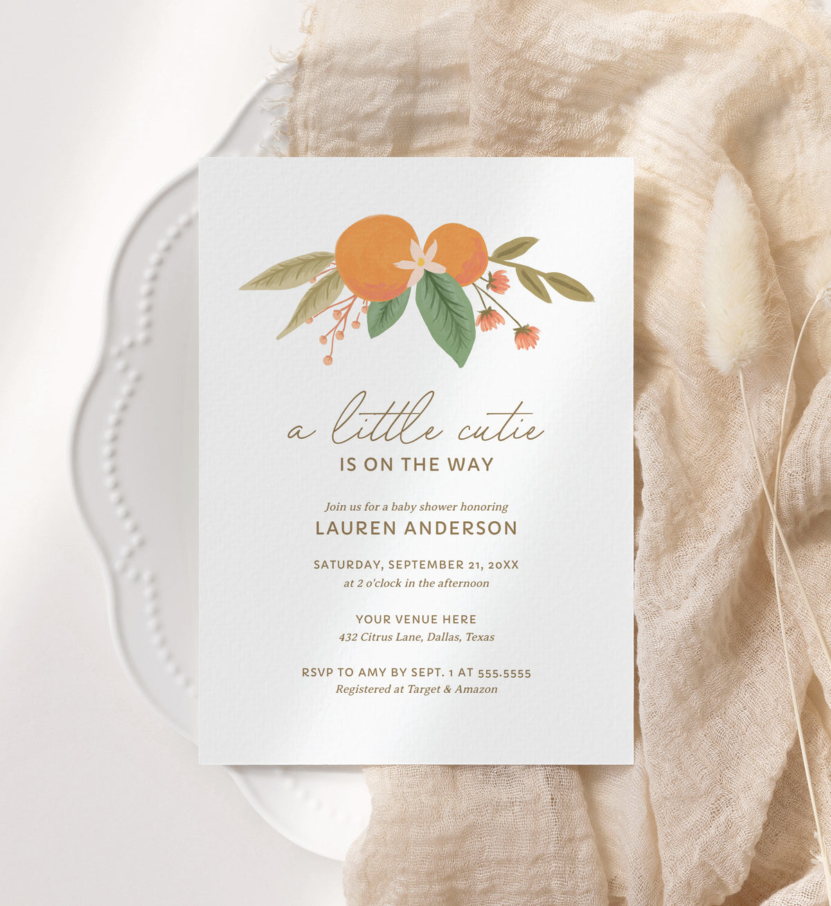 A Little Cutie is on the Way Baby Shower Invitation Template No. 2