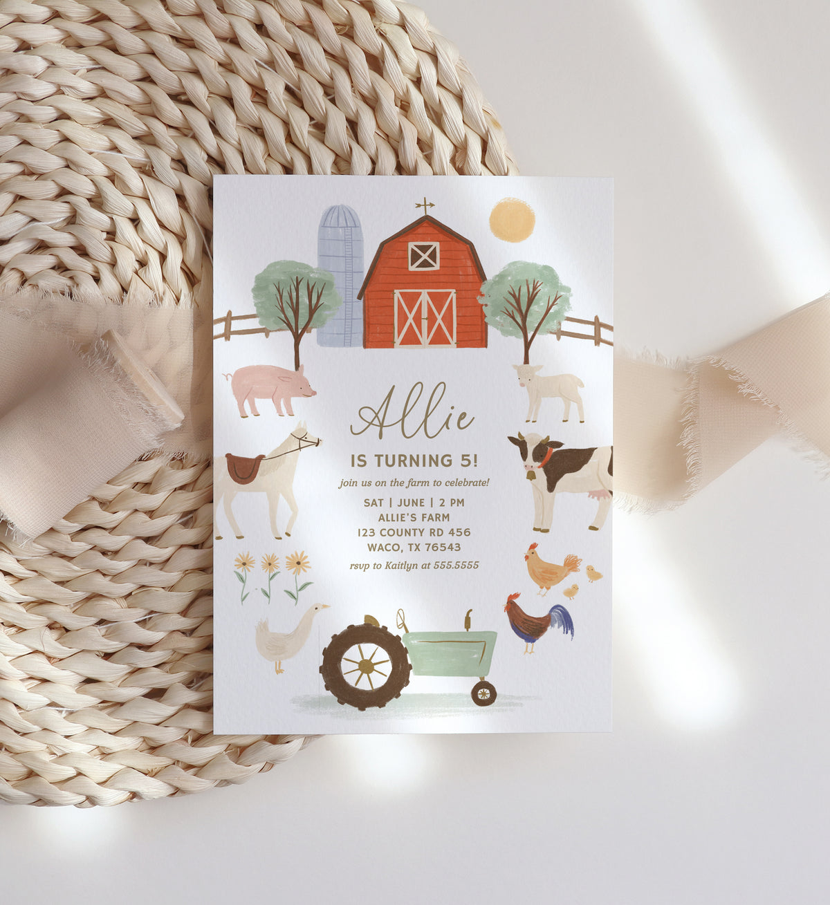 Editable Farm Birthday Party Invitation Template