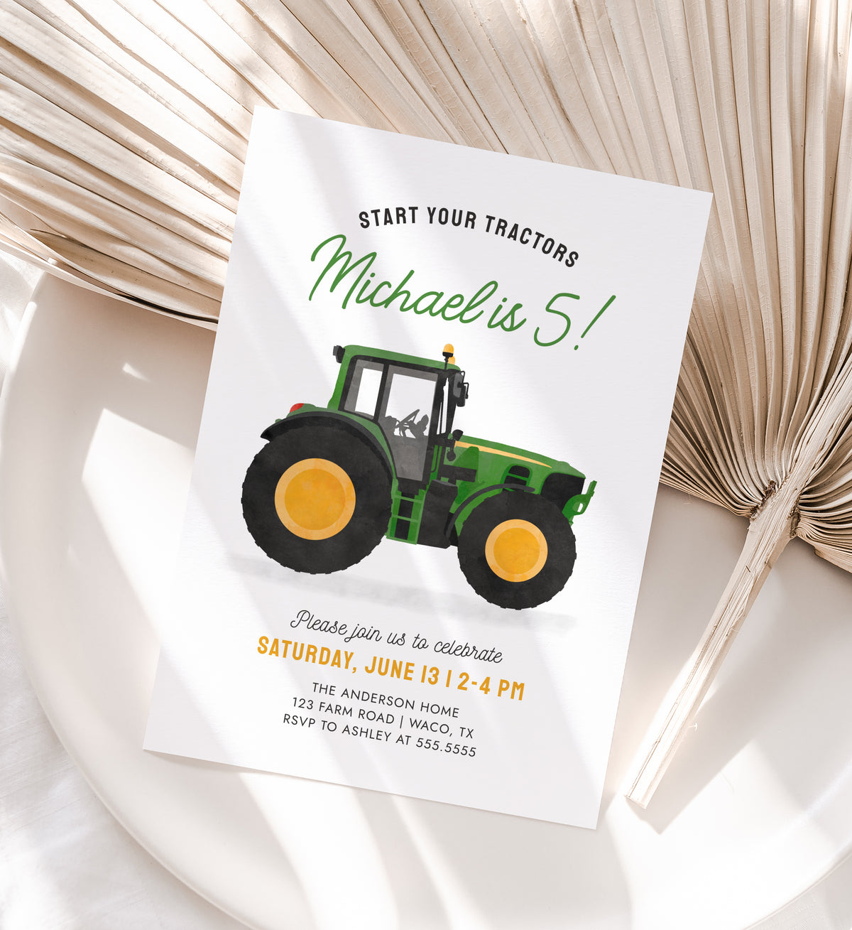 Tractor Birthday Invitation Template