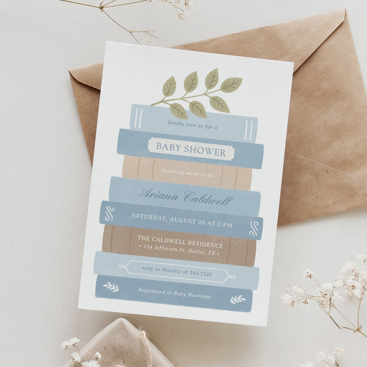Editable Blue Storybook Baby Shower Template