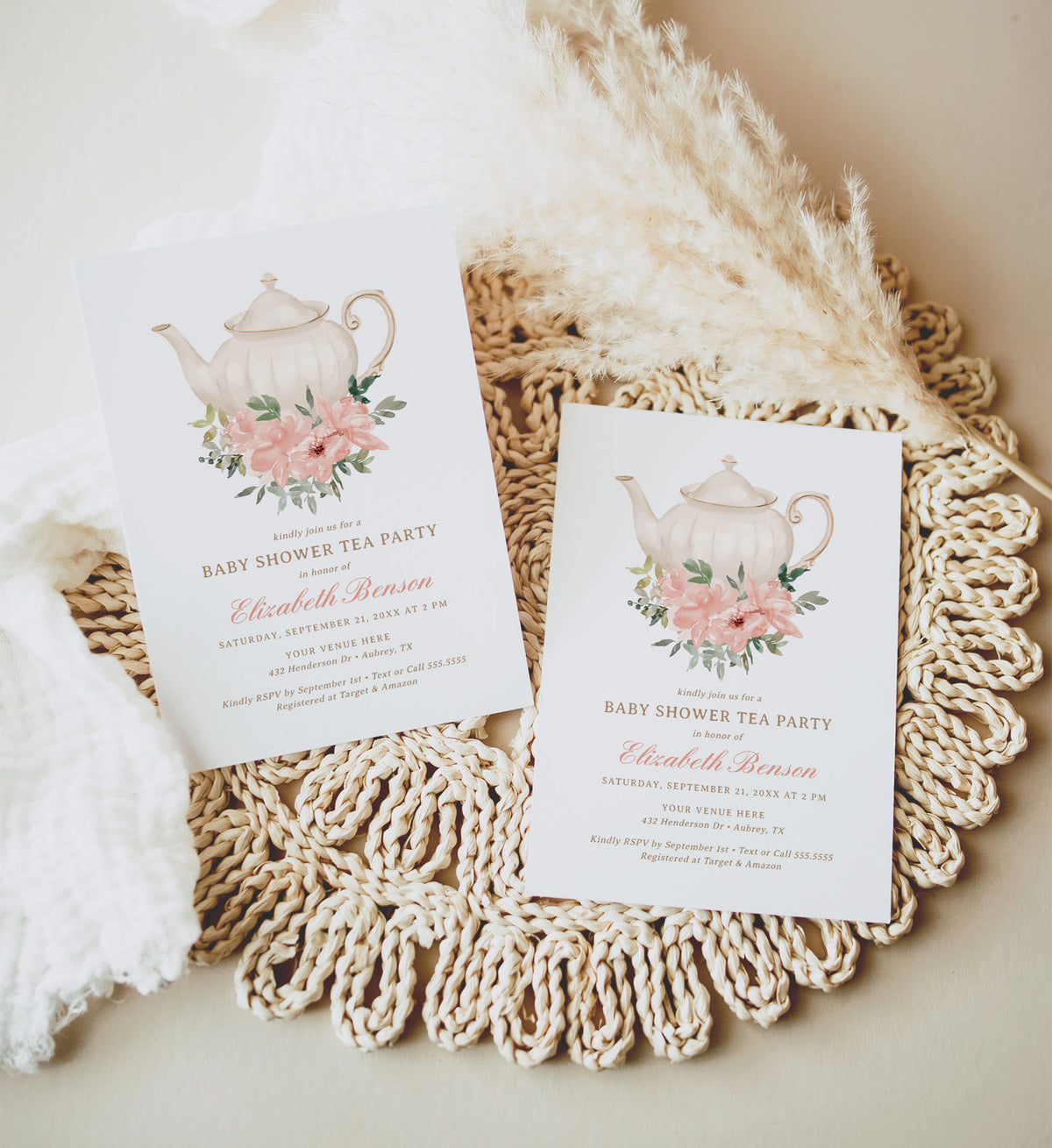 Floral Tea Party Baby Shower Invitation Template