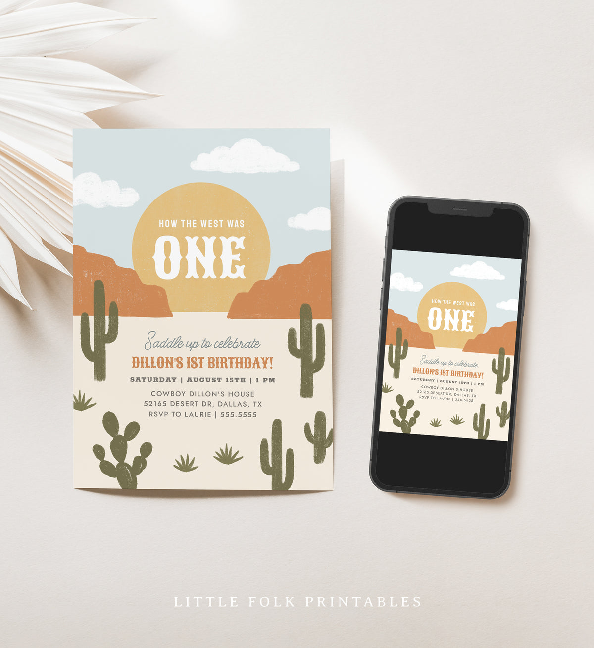 Editable How the West Was One Birthday Invitation Template