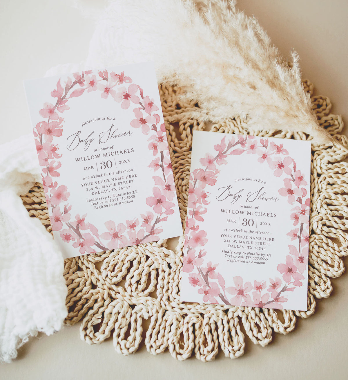 Cherry Blossom Baby Shower Invitation