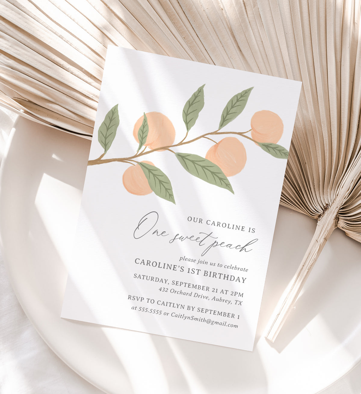 Editable Peach Birthday Invitation Template