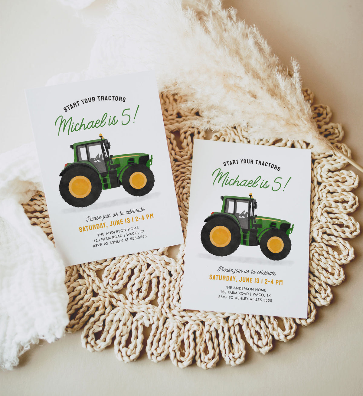 Tractor Birthday Invitation Template