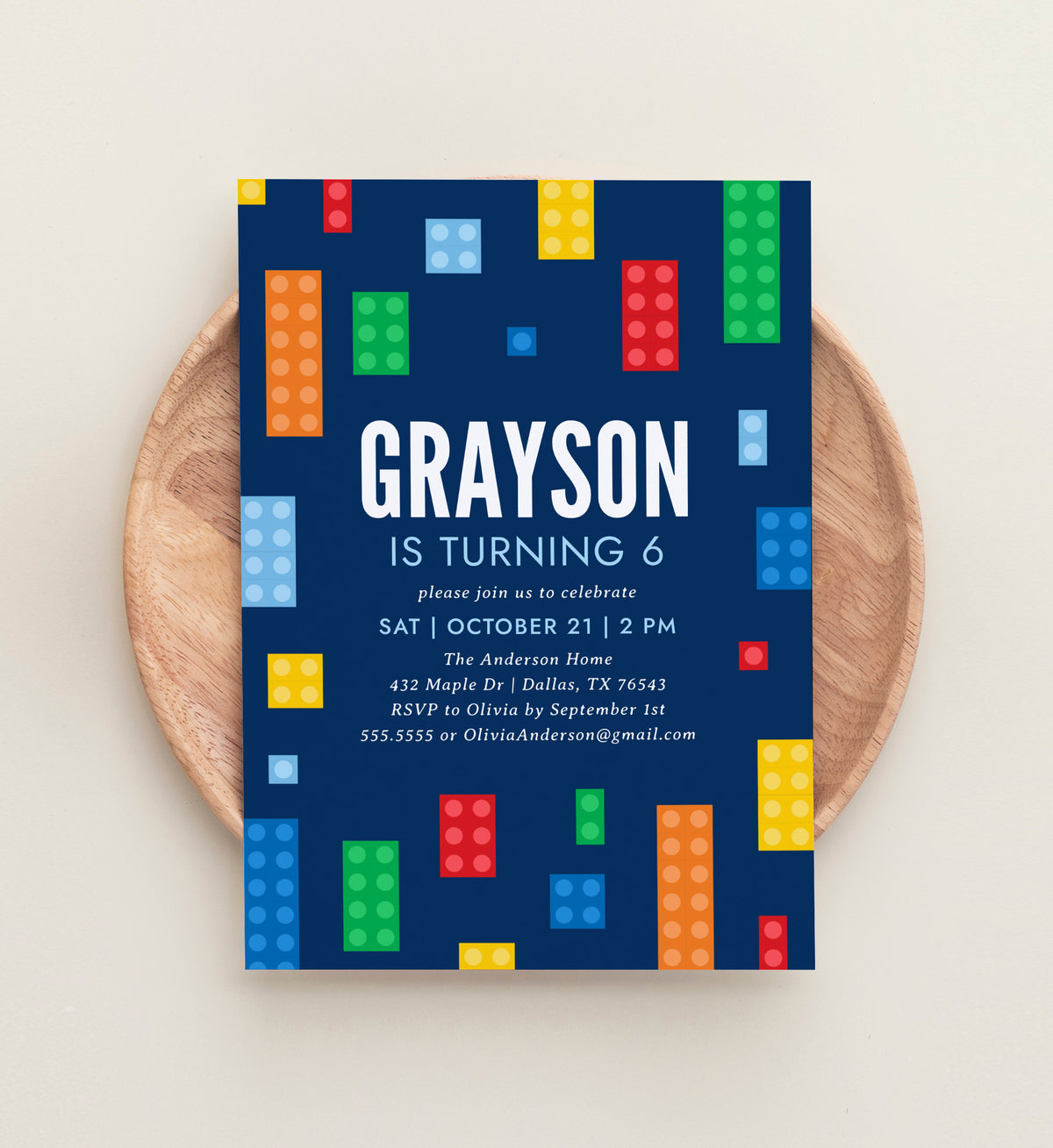 Editable Building Block Birthday Invitation