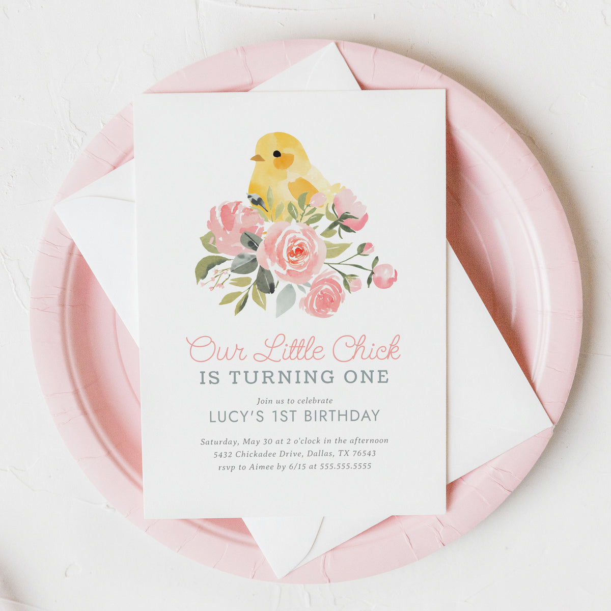 Editable Little Chick Birthday Invitation Template