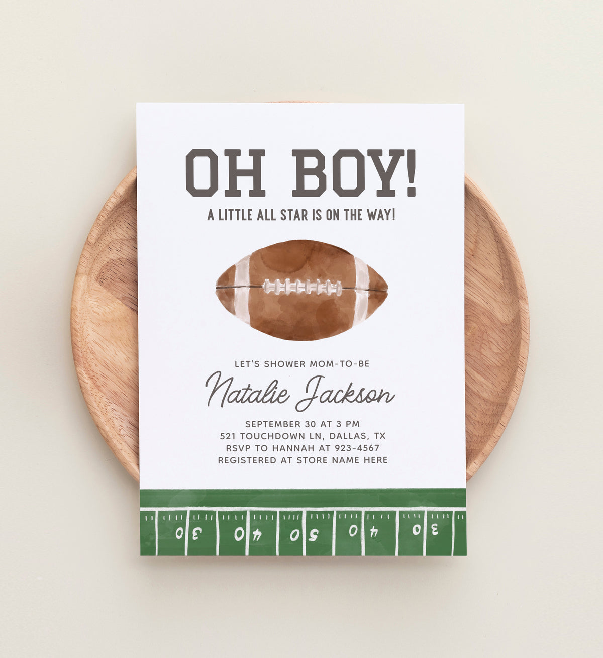 Editable Football Baby Shower Invitation Template