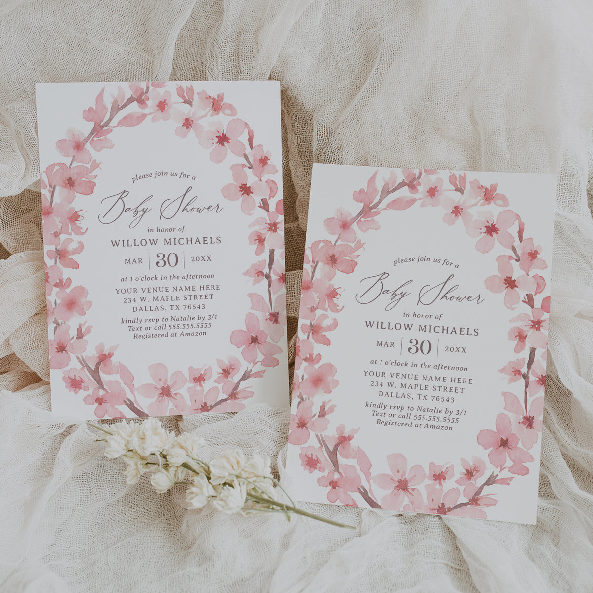 Cherry Blossom Baby Shower Invitation