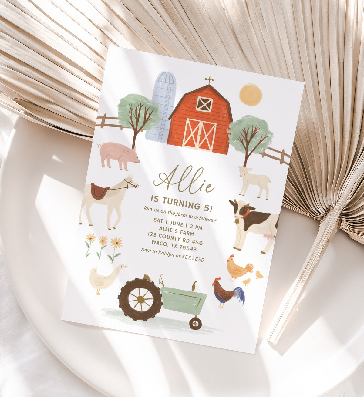 Editable Farm Birthday Party Invitation Template