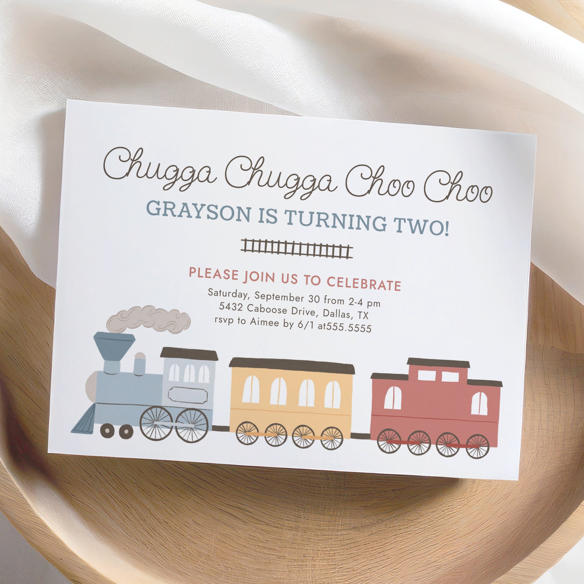 Vintage Train Birthday Invitation Template