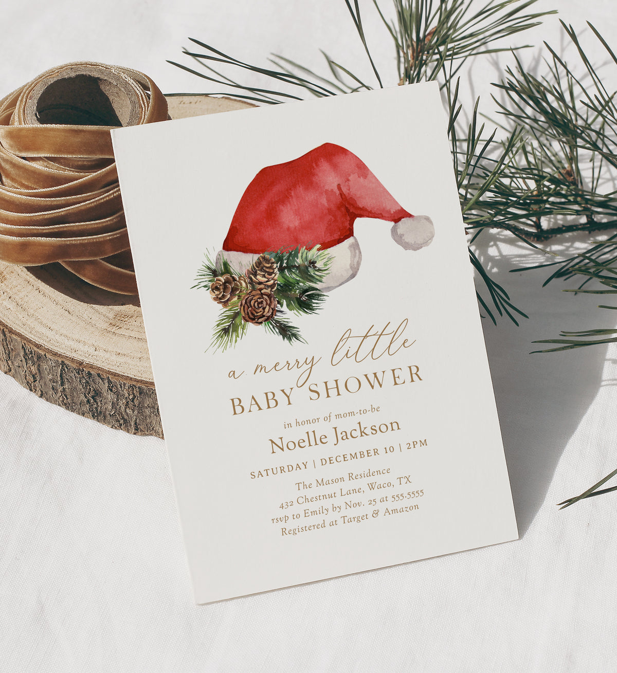 Santa Hat Baby Shower Invitation