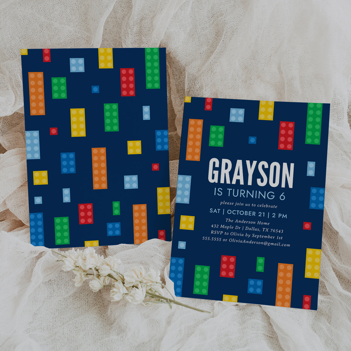 Editable Building Block Birthday Invitation