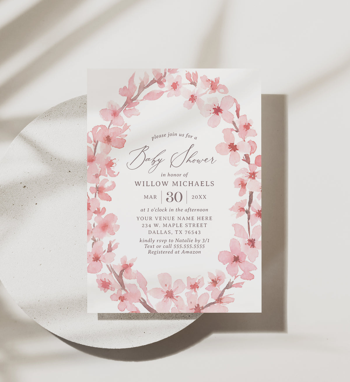 Cherry Blossom Baby Shower Invitation