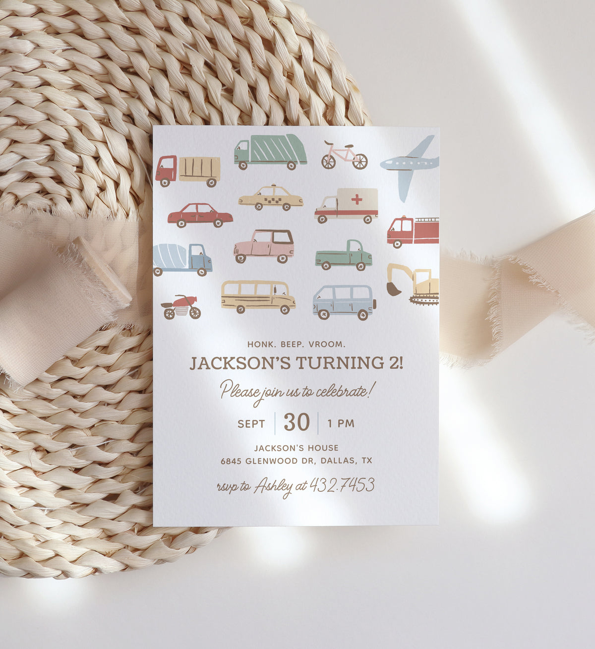 Editable Transportation Birthday Party Invitation Template