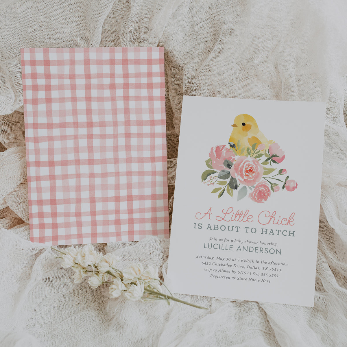Editable Little Chick Baby Shower Invitation Template