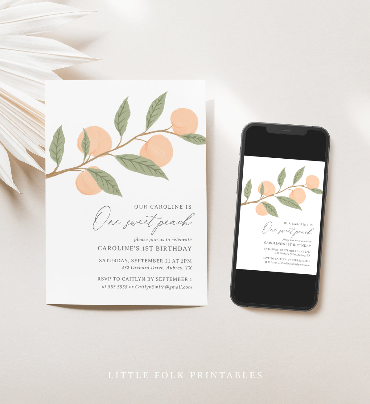 Editable Peach Birthday Invitation Template