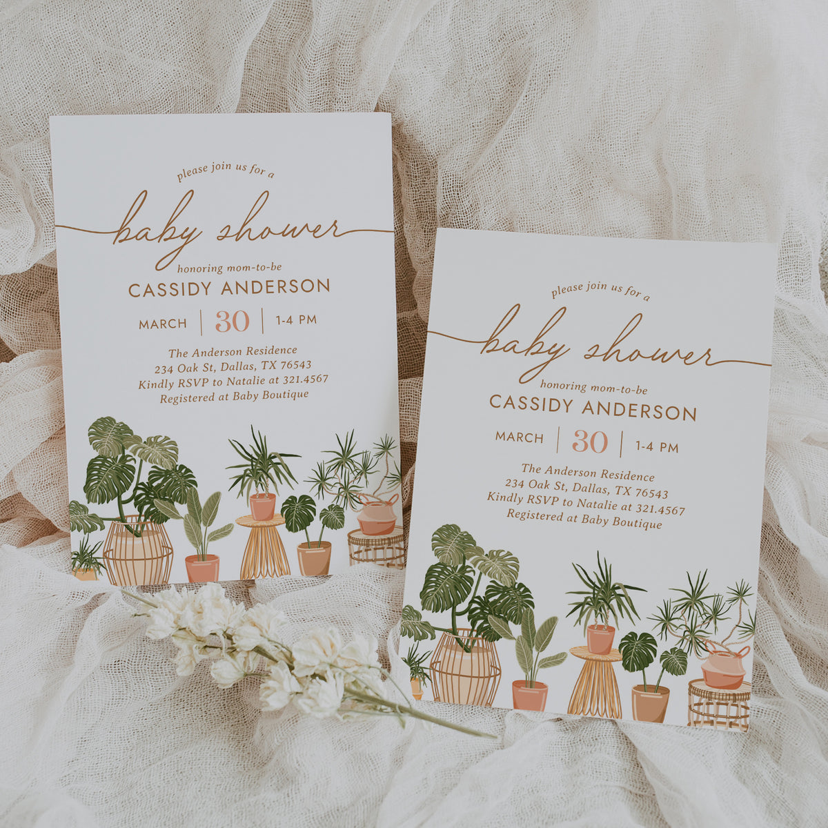 Boho Houseplant Baby Shower Invitation Template
