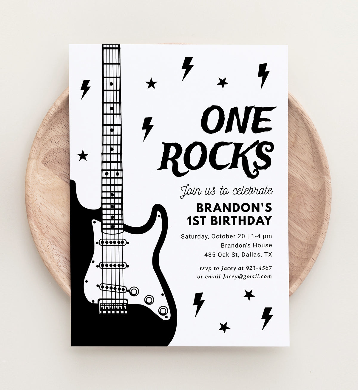 Editable One Rocks Birthday Invitation Template