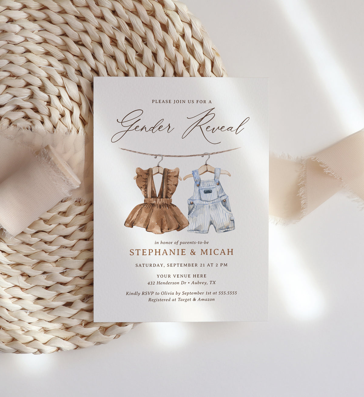 Baby Clothes Gender Reveal Invitation Template