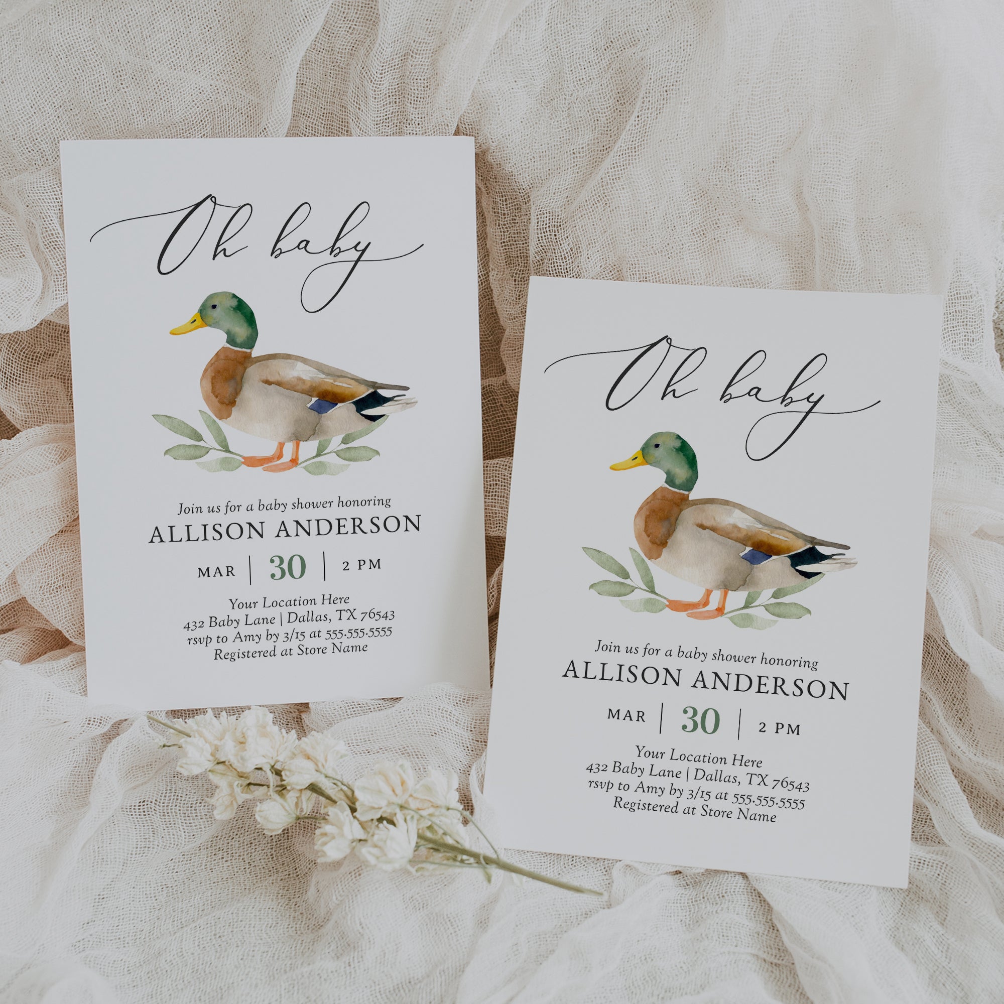 Editable Duck Baby Shower Invitation Template - Little Folk Printables