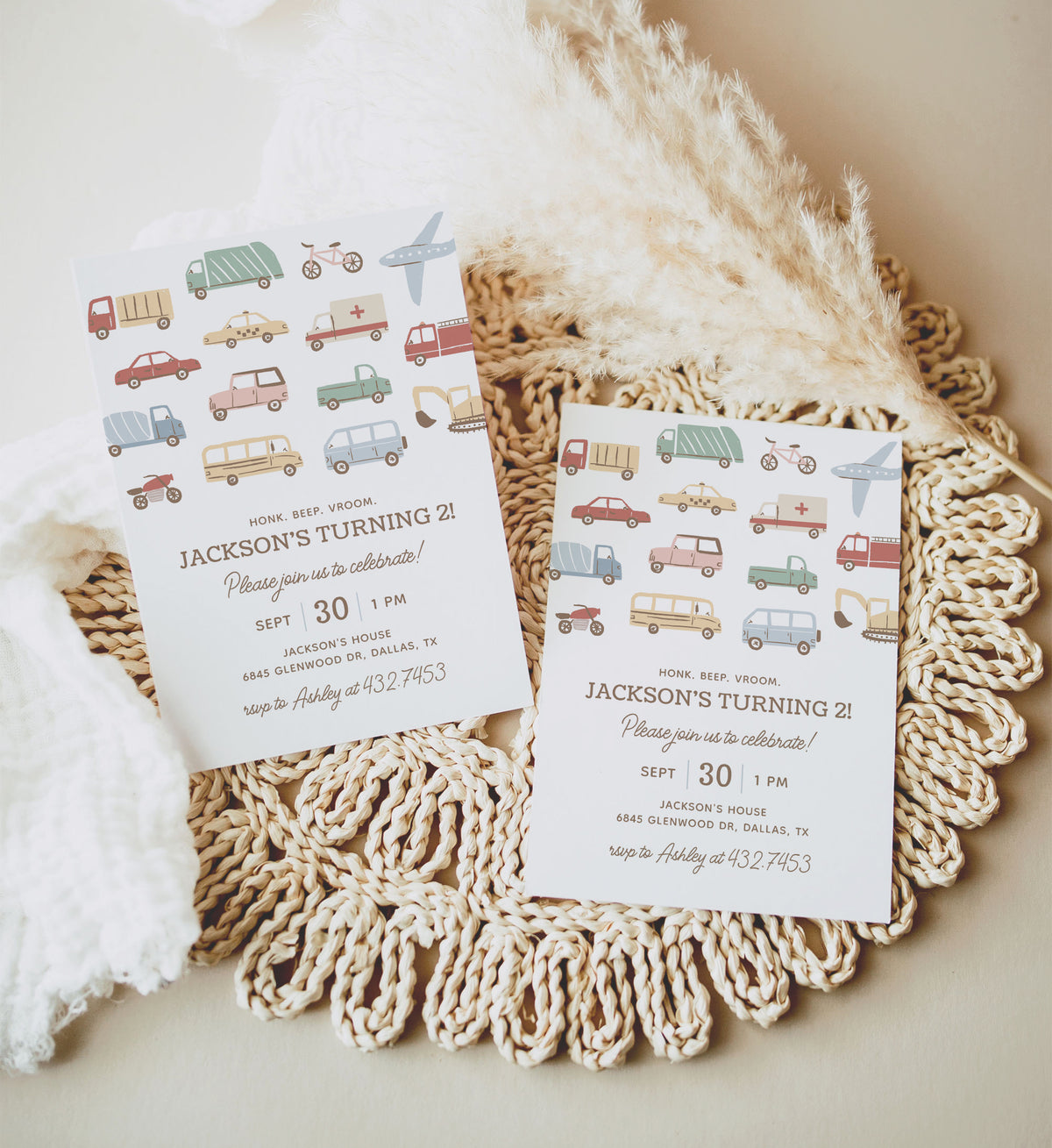 Editable Transportation Birthday Party Invitation Template