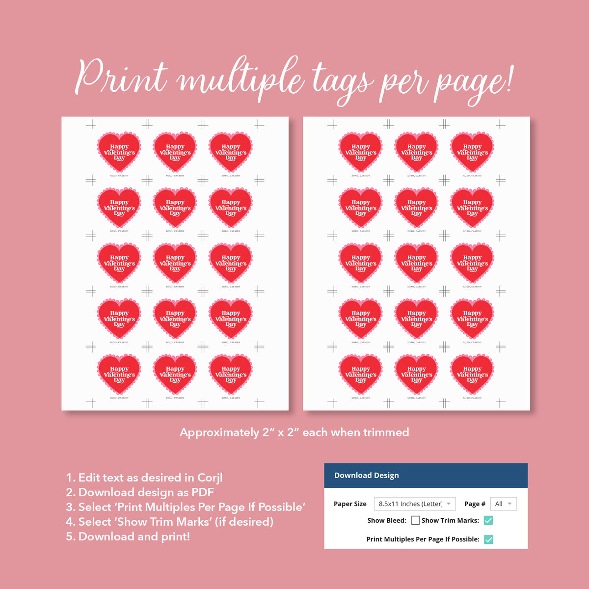 Lace Heart Valentine&#39;s Tag Template