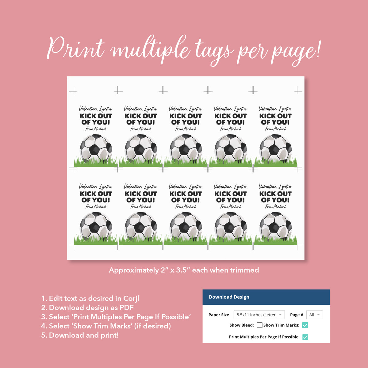 Soccer Valentine&#39;s Tag Template
