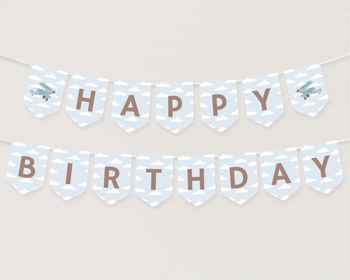 Airplane Happy Birthday Banner