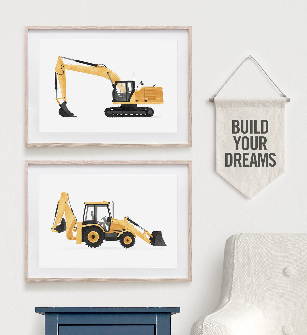 Excavator Horizontal Print - Yellow