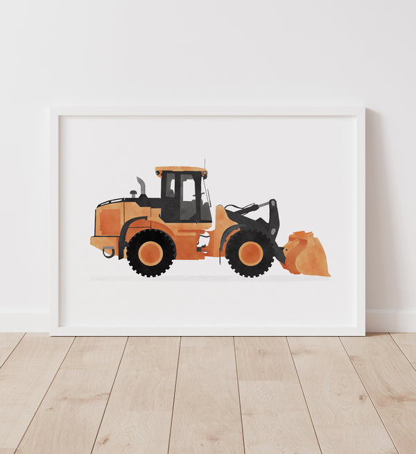 Printable Front Loaders Front Loader Horizontal Print - Orange - Little Folk Printables