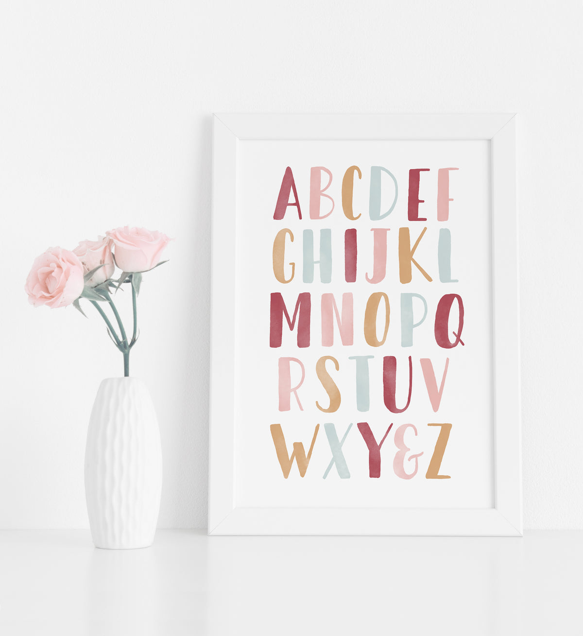 Alphabet and Numbers Set of 2 Prints - Hot Pink