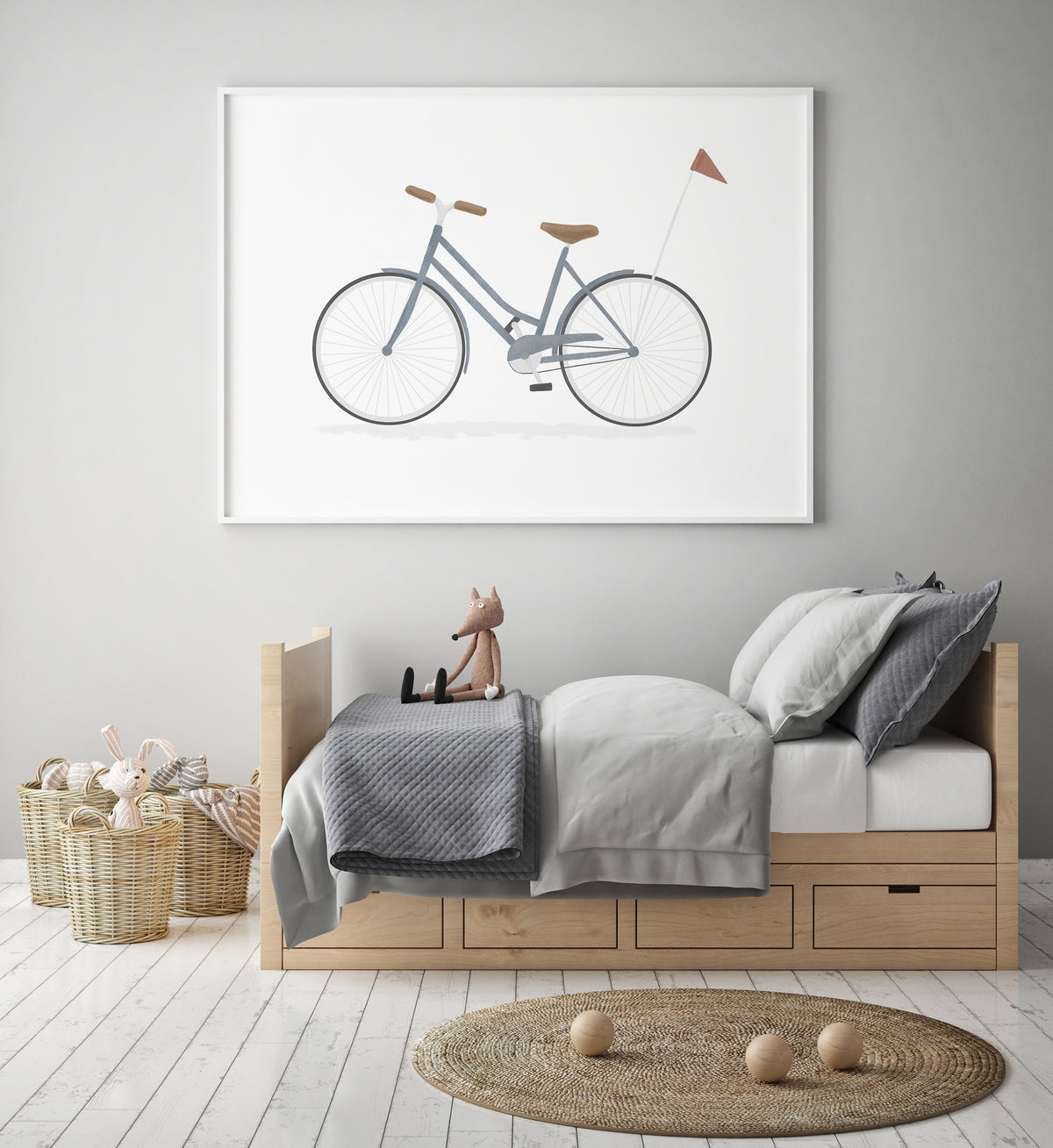 Bike with Flag Print - Blue