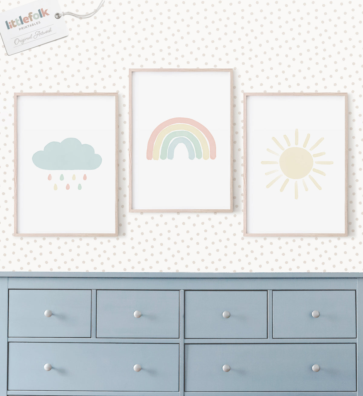 Rainbow, Cloud, and Sun Set of 3 Prints - LPCP