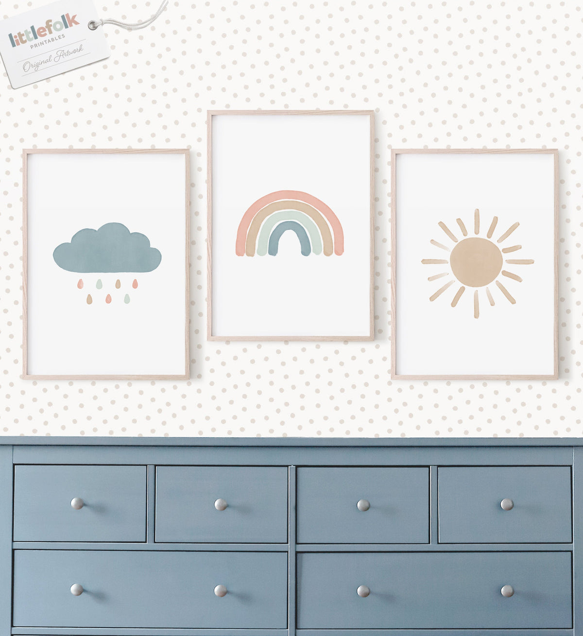 Rainbow, Cloud, and Sun Set of 3 Prints - MPCP