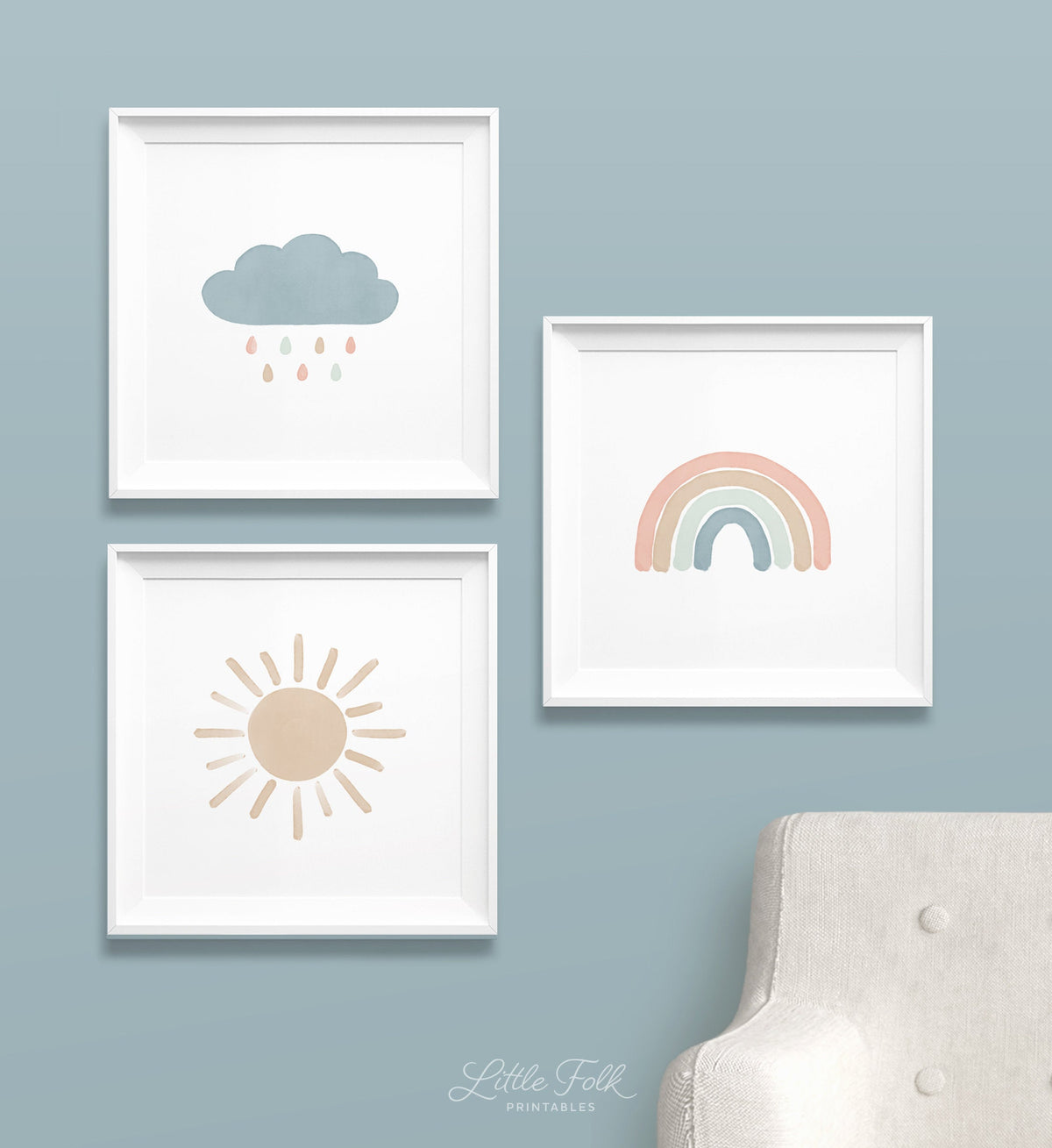 Rainbow, Cloud, and Sun Set of 3 Prints - MPCP