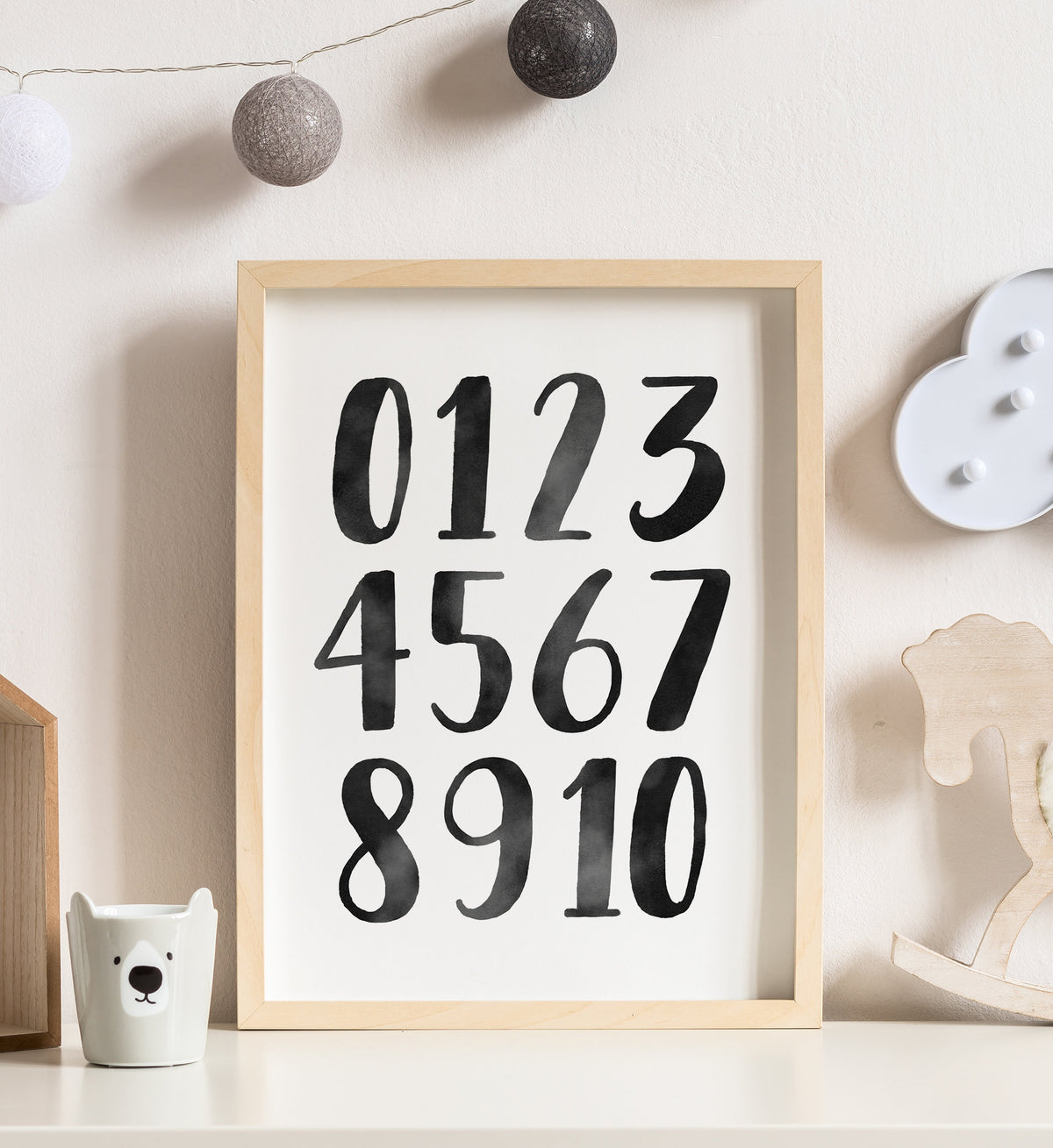 Alphabet and Numbers Set of 2 Prints - Black