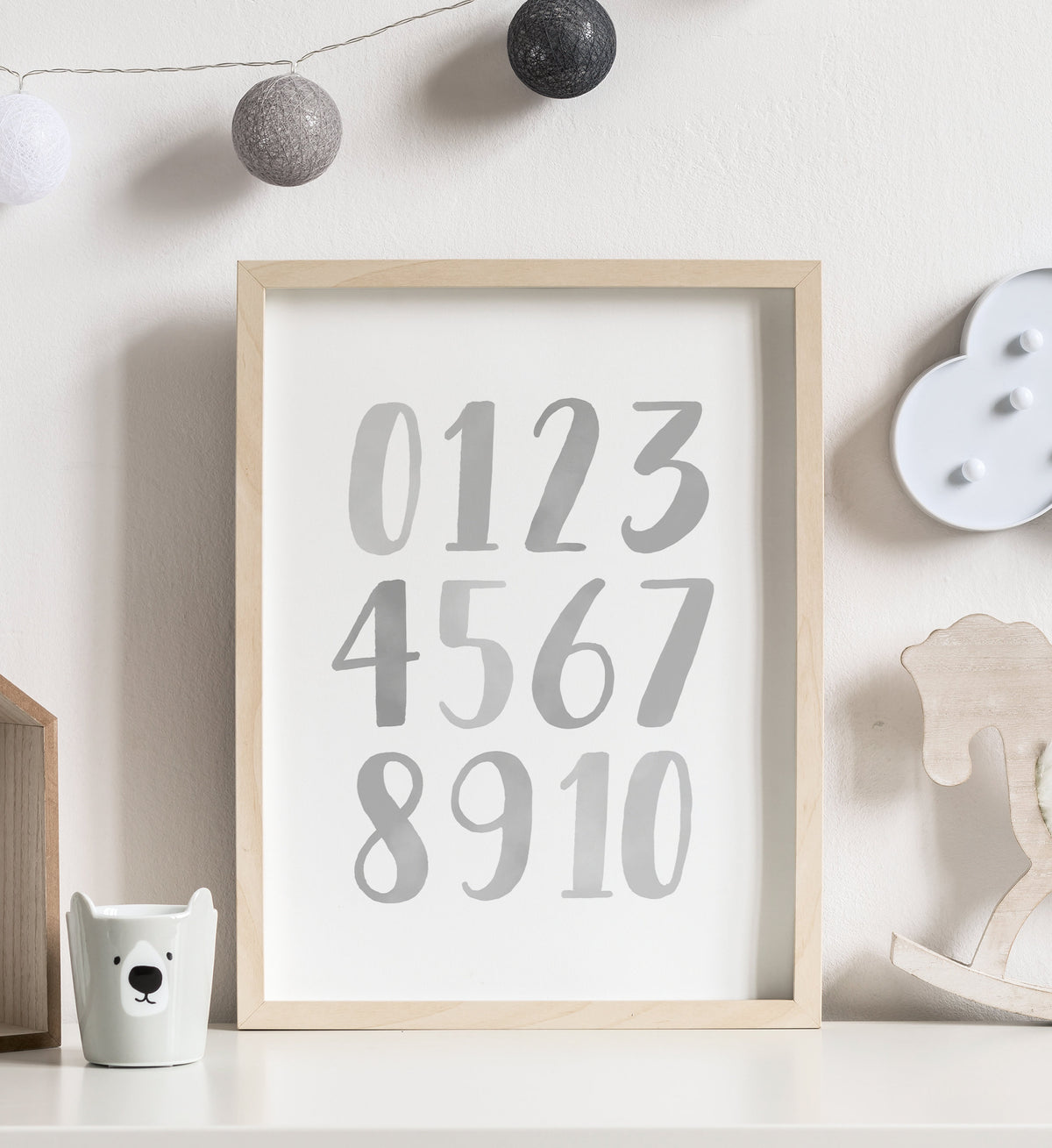 Alphabet and Numbers Set of 2 Prints - Gray