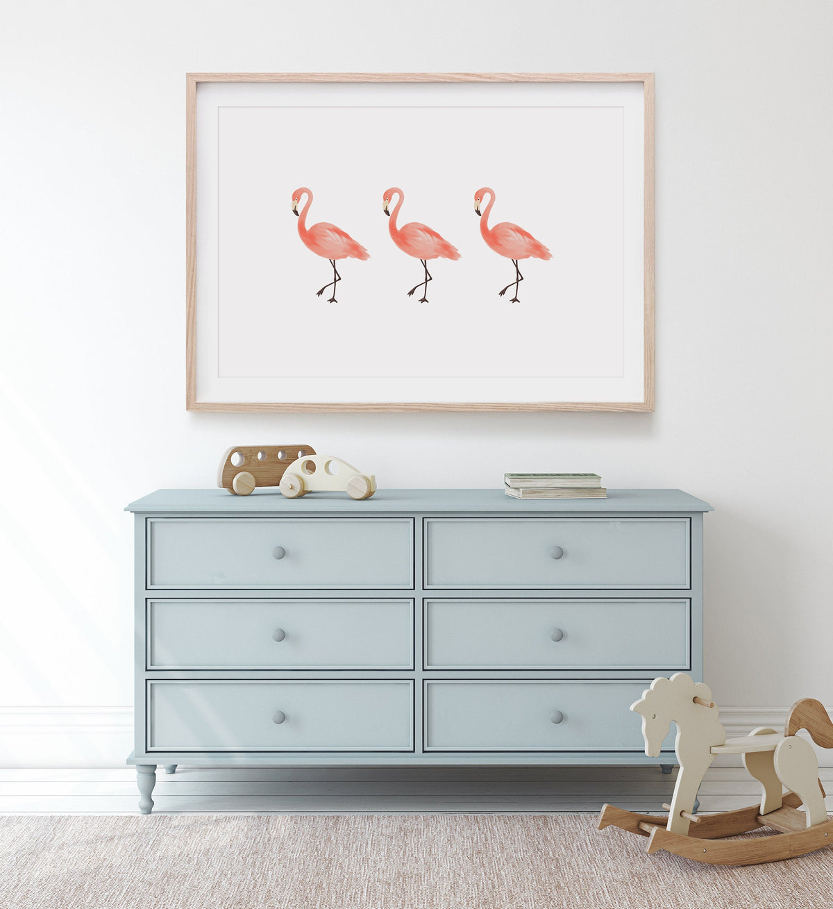 3 Flamingos Horizontal Print
