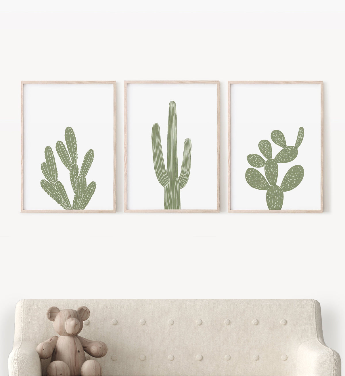Minimal Cactus Set of 3 Prints - Green